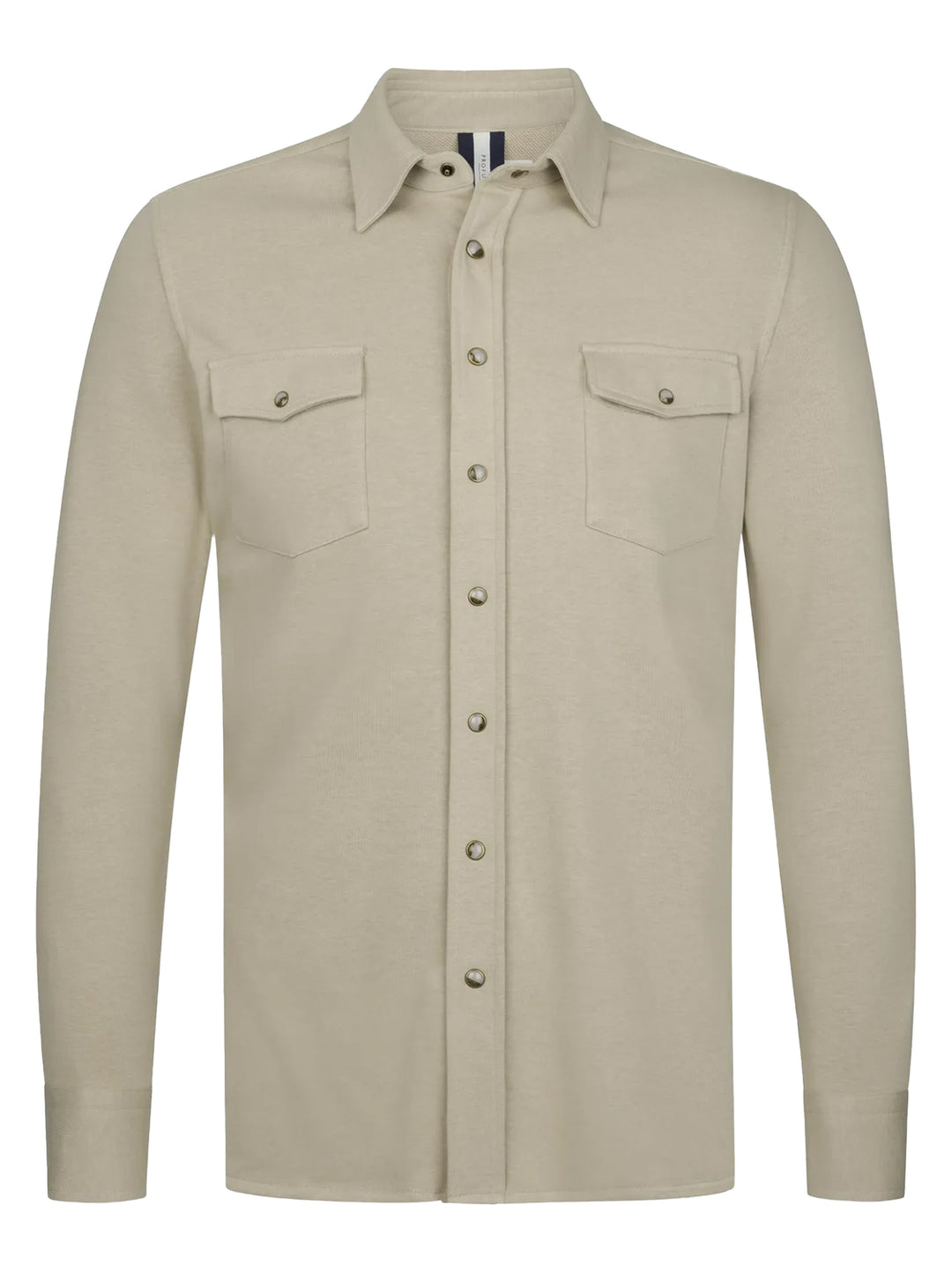 Profuomo French Terry Overshirt Western – Beige-85% katoen, 15% polyester-HEREN SHIRTS-Beige