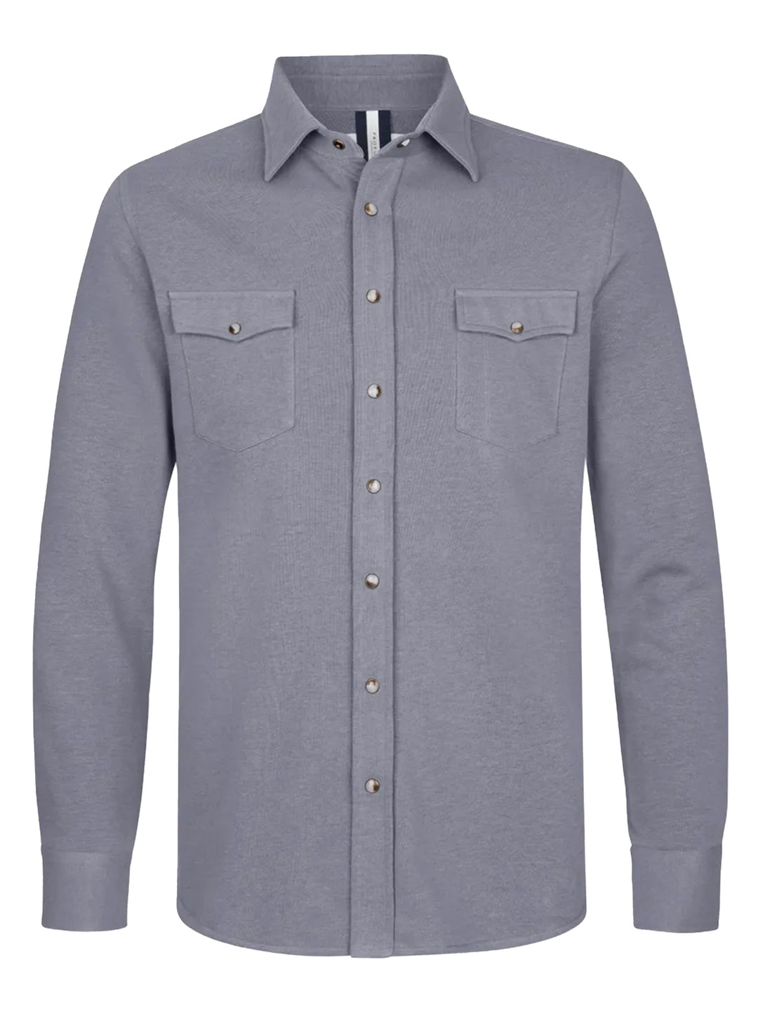 Profuomo French Terry Overshirt Western – Blauw-85% katoen, 15% polyester-HEREN SHIRTS-Blauw