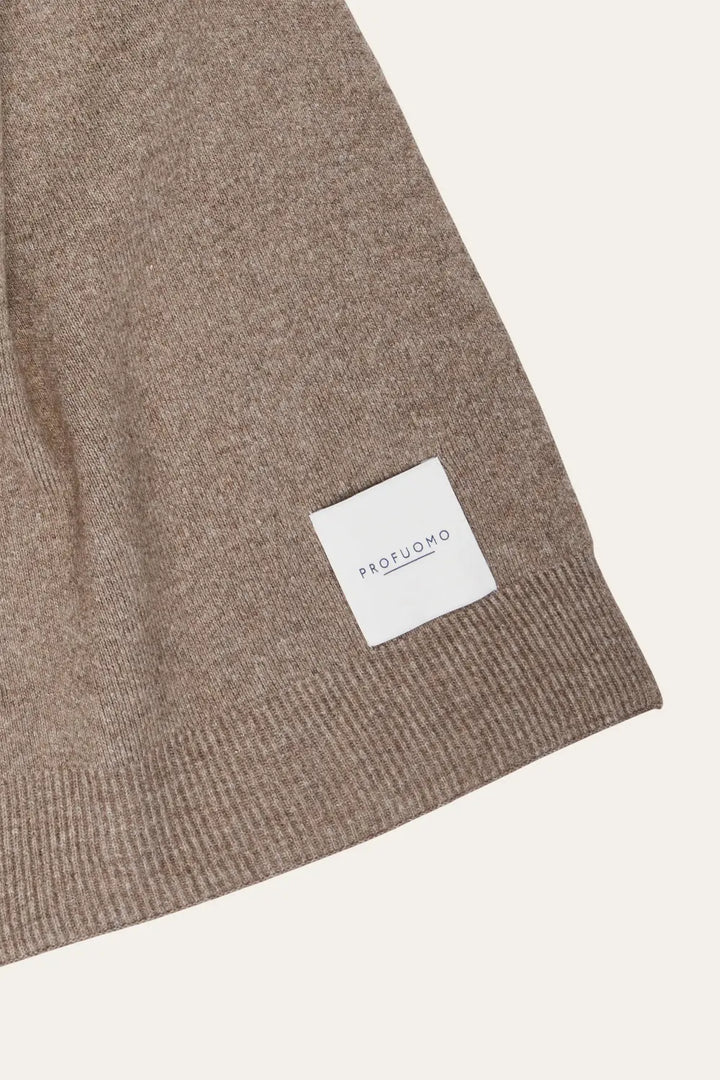 Profuomo Gebreide Wollen Sjaal – Bruin-50% wol, 30% polyamide, 20% modaal-HEREN ACCESSOIRES-Bruin