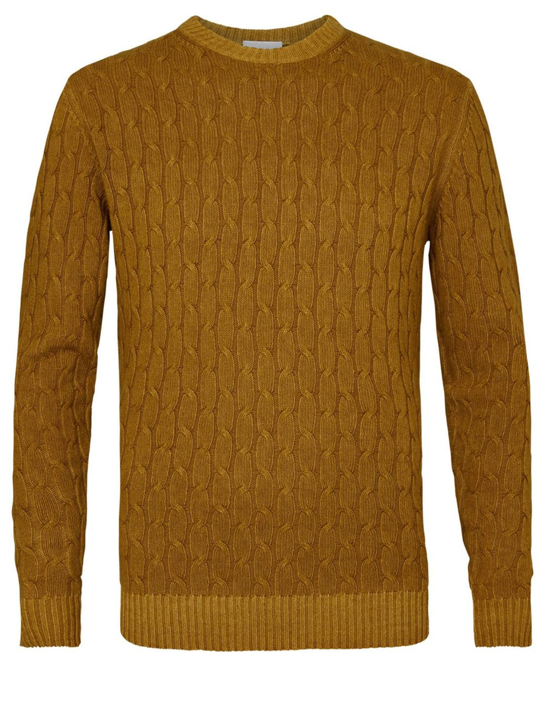 Profuomo gele kabeltrui-Knitted-HEREN TRUIEN & VESTEN-Geel