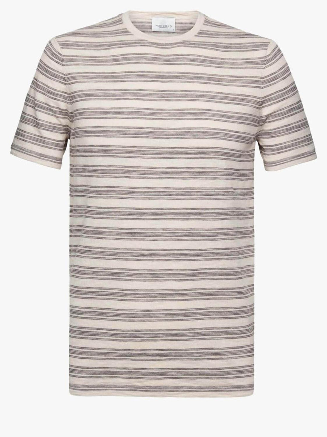 Profuomo gestreept t-shirt-100% katoen-HEREN POLO'S & T-SHIRTS-Beige