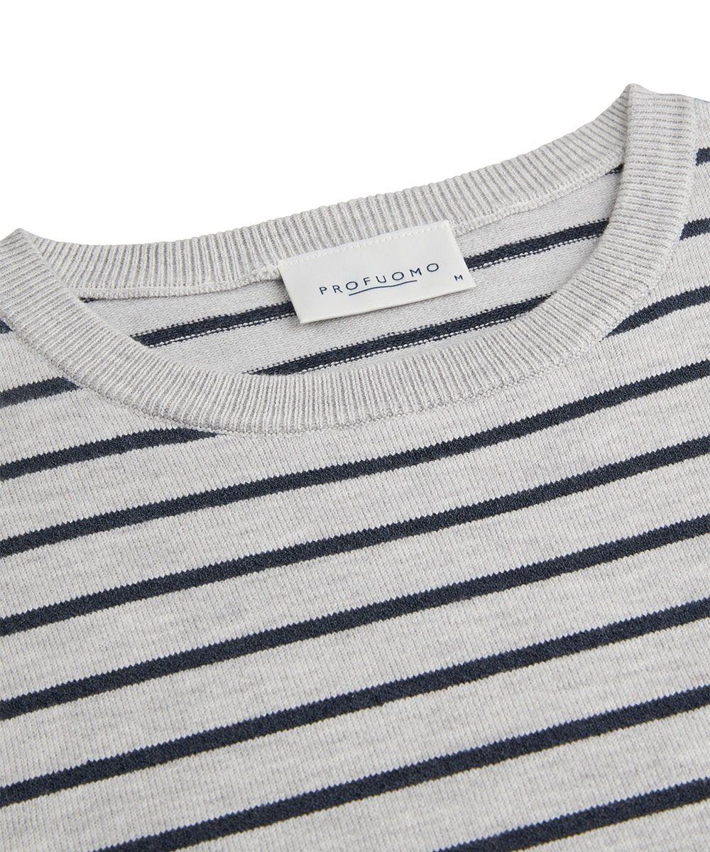 Profuomo gestreepte crewneck-56% katoen, 8% zijde, 36% polyester-HEREN TRUIEN & VESTEN-Grijs