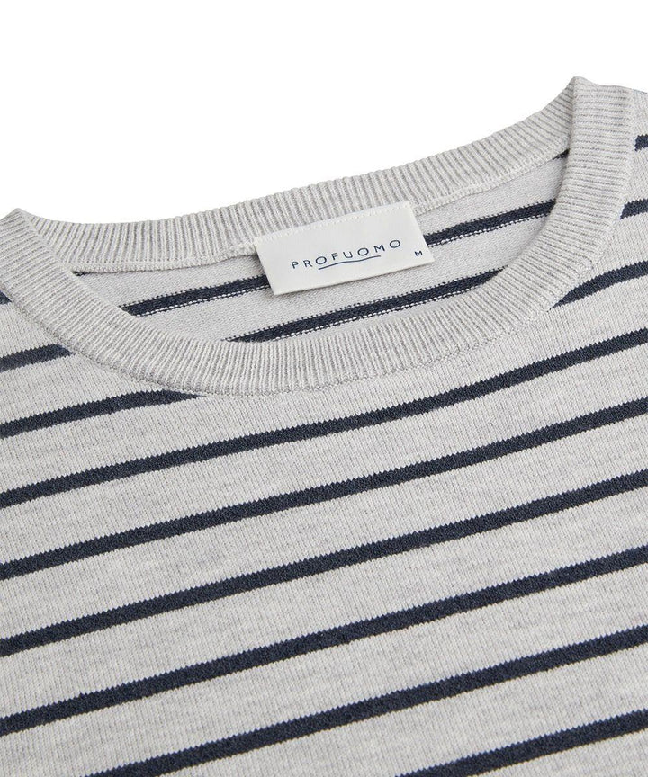 Profuomo gestreepte crewneck-56% katoen, 8% zijde, 36% polyester-HEREN TRUIEN & VESTEN-Grijs