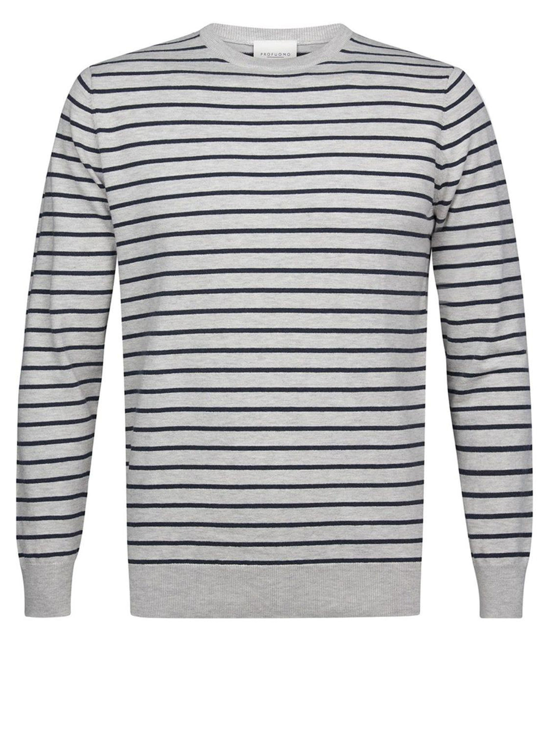 Profuomo gestreepte crewneck-56% katoen, 8% zijde, 36% polyester-HEREN TRUIEN & VESTEN-Grijs
