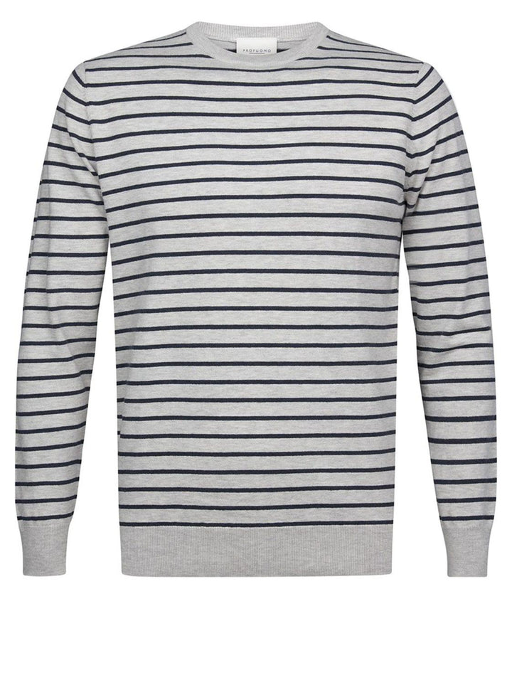 Profuomo gestreepte crewneck-56% katoen, 8% zijde, 36% polyester-HEREN TRUIEN & VESTEN-Grijs