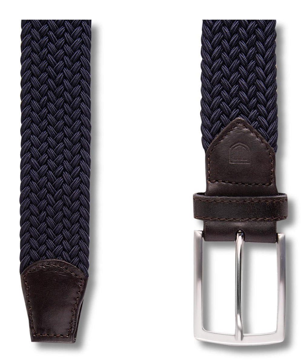 Profuomo geweven riem-60% viscose,16% polyamide,10% leer,14% elastodiene.-HEREN SCHOENEN & RIEMEN-Blauw