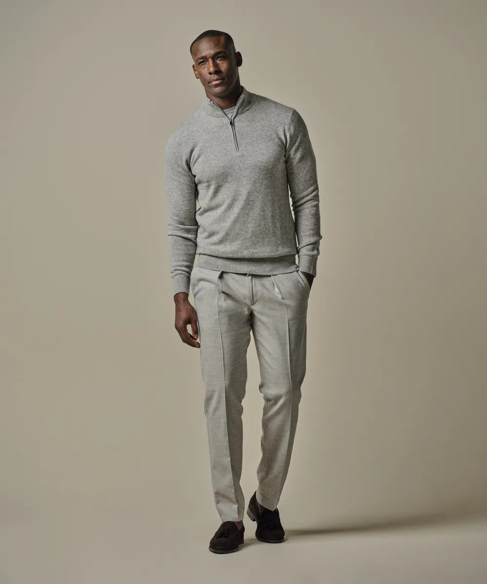 Profuomo Grey Flannel Chino – Grijs-46% cotton, 33% polyester, 18% viscose, 3% elastaan-HEREN BROEKEN-Grijs