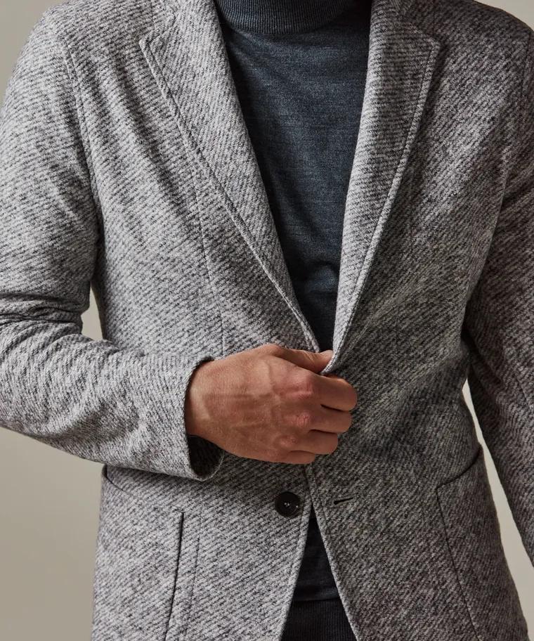 Profuomo grijs knitted colbert-38% wol, 37% katoen, 25% polyester-HEREN PAKKEN & COLBERTS-Grijs