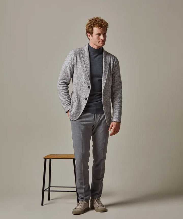 Profuomo grijs knitted colbert-38% wol, 37% katoen, 25% polyester-HEREN PAKKEN & COLBERTS-Grijs