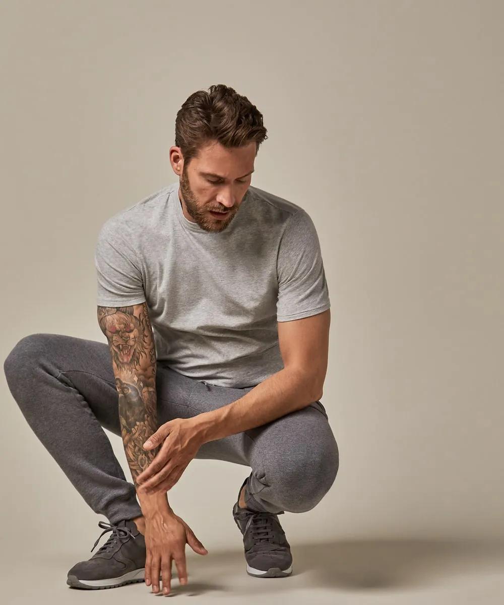 Profuomo grijs melange t-shirt-HEREN POLO'S & T-SHIRTS-Grijs