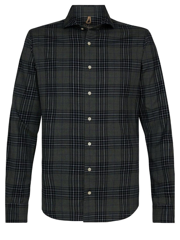 Profuomo groen casual overhemd-100% katoen-HEREN SHIRTS-Groen