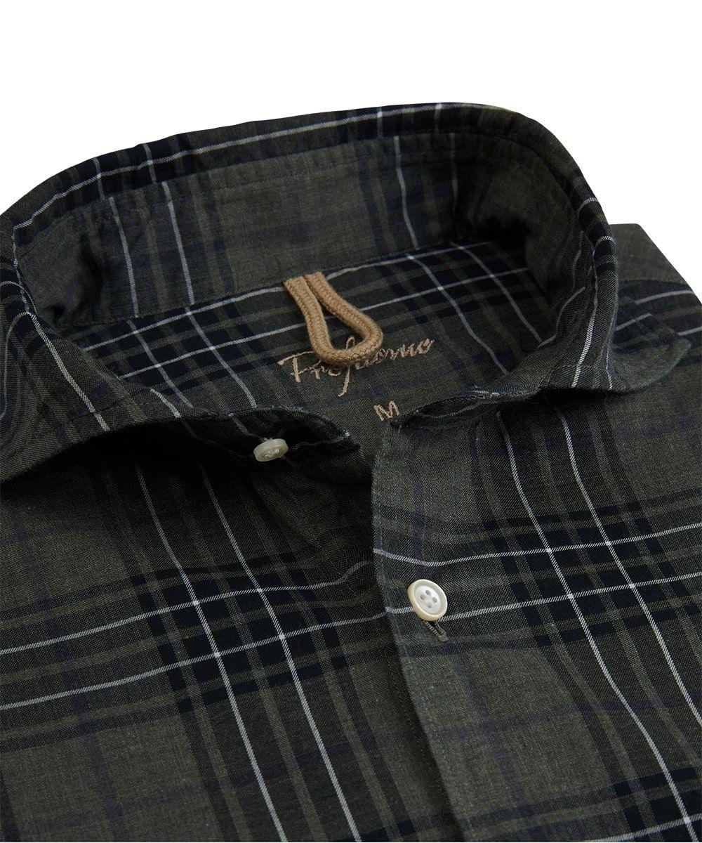 Profuomo groen casual overhemd-100% katoen-HEREN SHIRTS-Groen