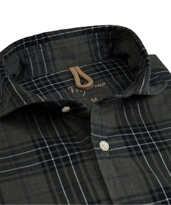 Profuomo groen casual overhemd-100% katoen-HEREN SHIRTS-Groen
