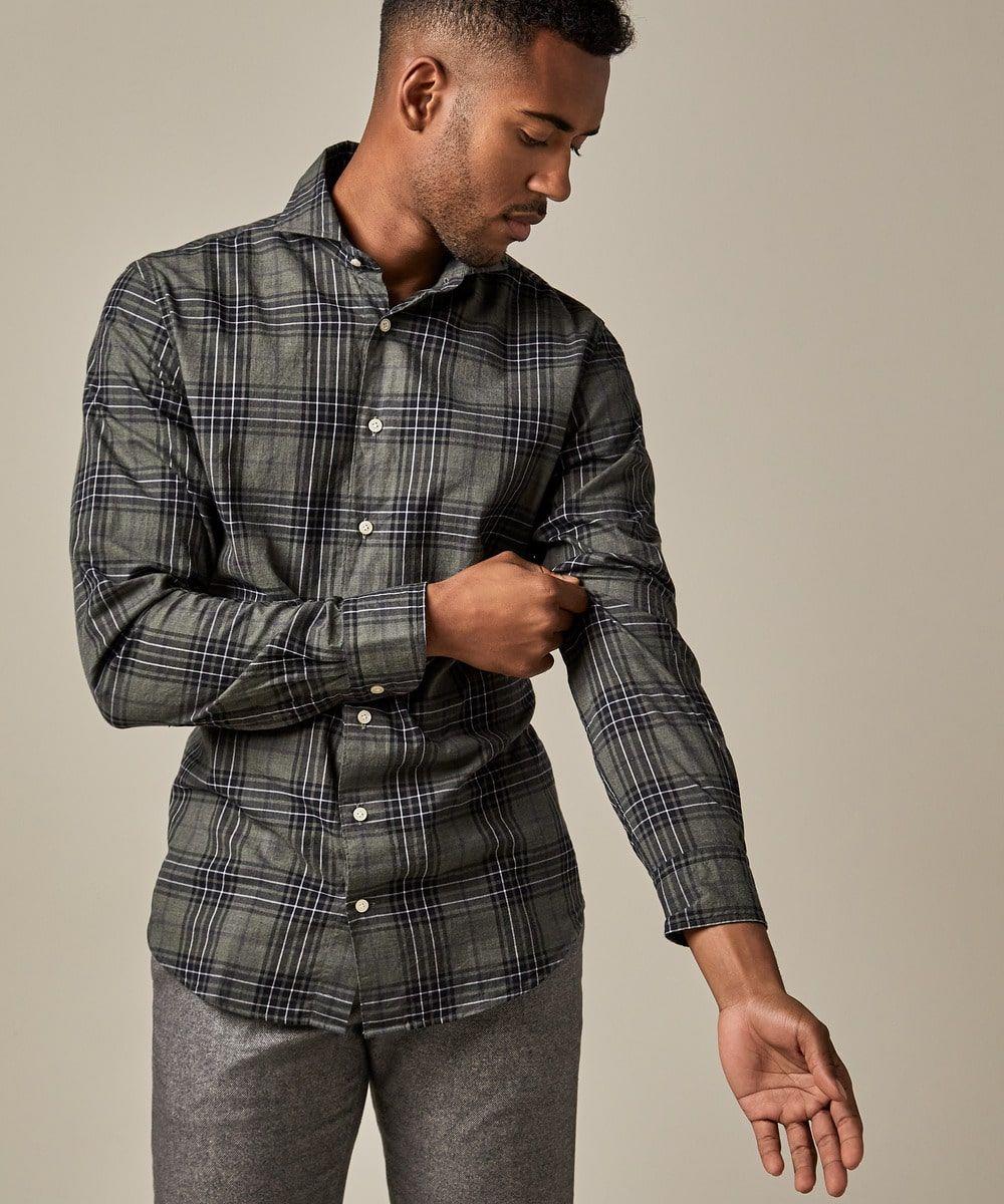 Profuomo groen casual overhemd-100% katoen-HEREN SHIRTS-Groen