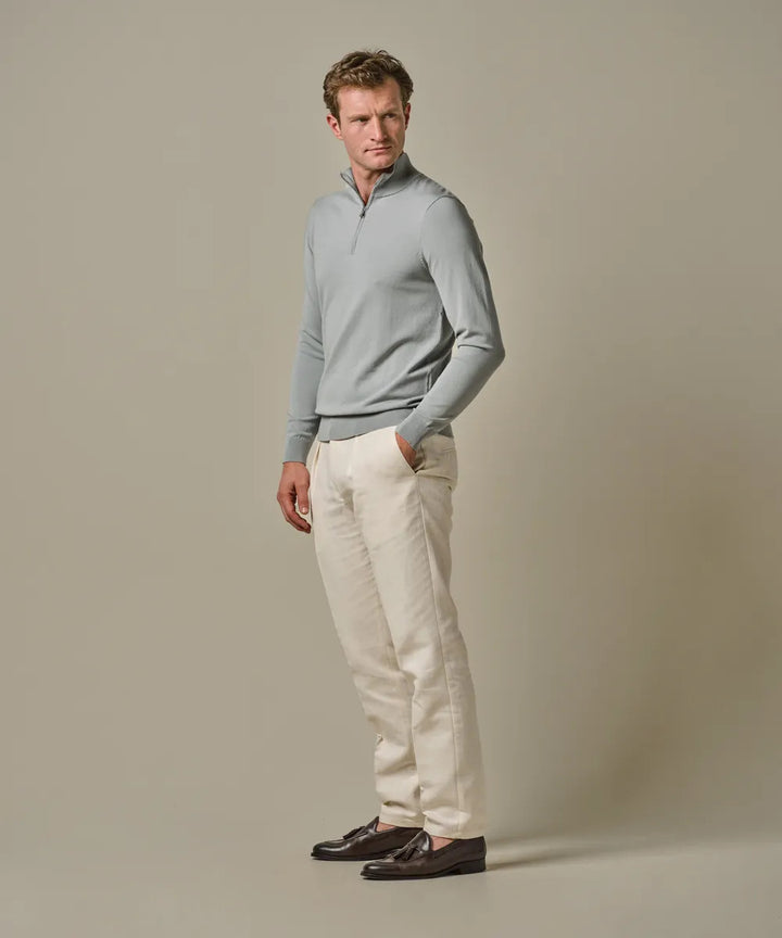 Profuomo groene luxury basic half zip trui-56% lyocell, 20 % katoen, 20% polyamide, 4% zijde-HEREN TRUIEN & VESTEN-Groen