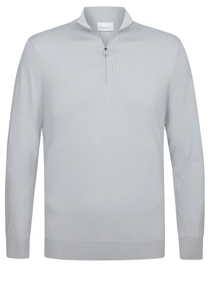 Profuomo groene luxury basic half zip trui-56% lyocell, 20 % katoen, 20% polyamide, 4% zijde-HEREN TRUIEN & VESTEN-Groen