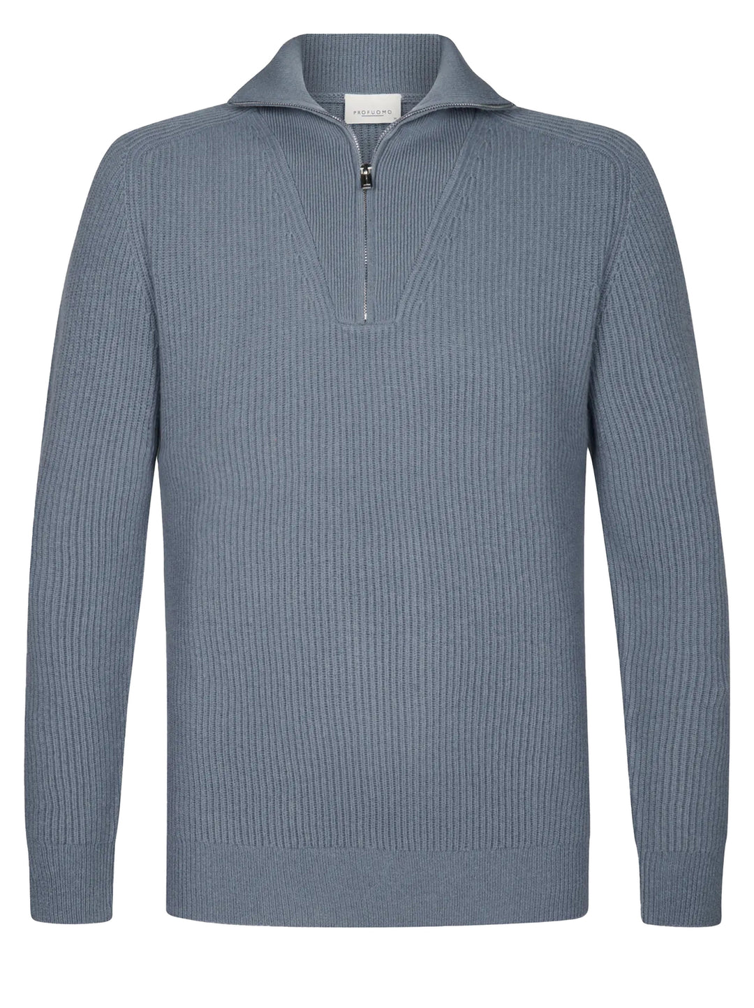 Profuomo Half‑Zip Trui – Blauw-100% wol-HEREN TRUIEN & VESTEN-Blauw