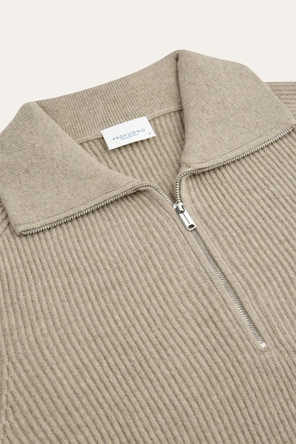 Profuomo Heavy Wollen Half Zip – Beige-100% wol-HEREN TRUIEN & VESTEN-Beige