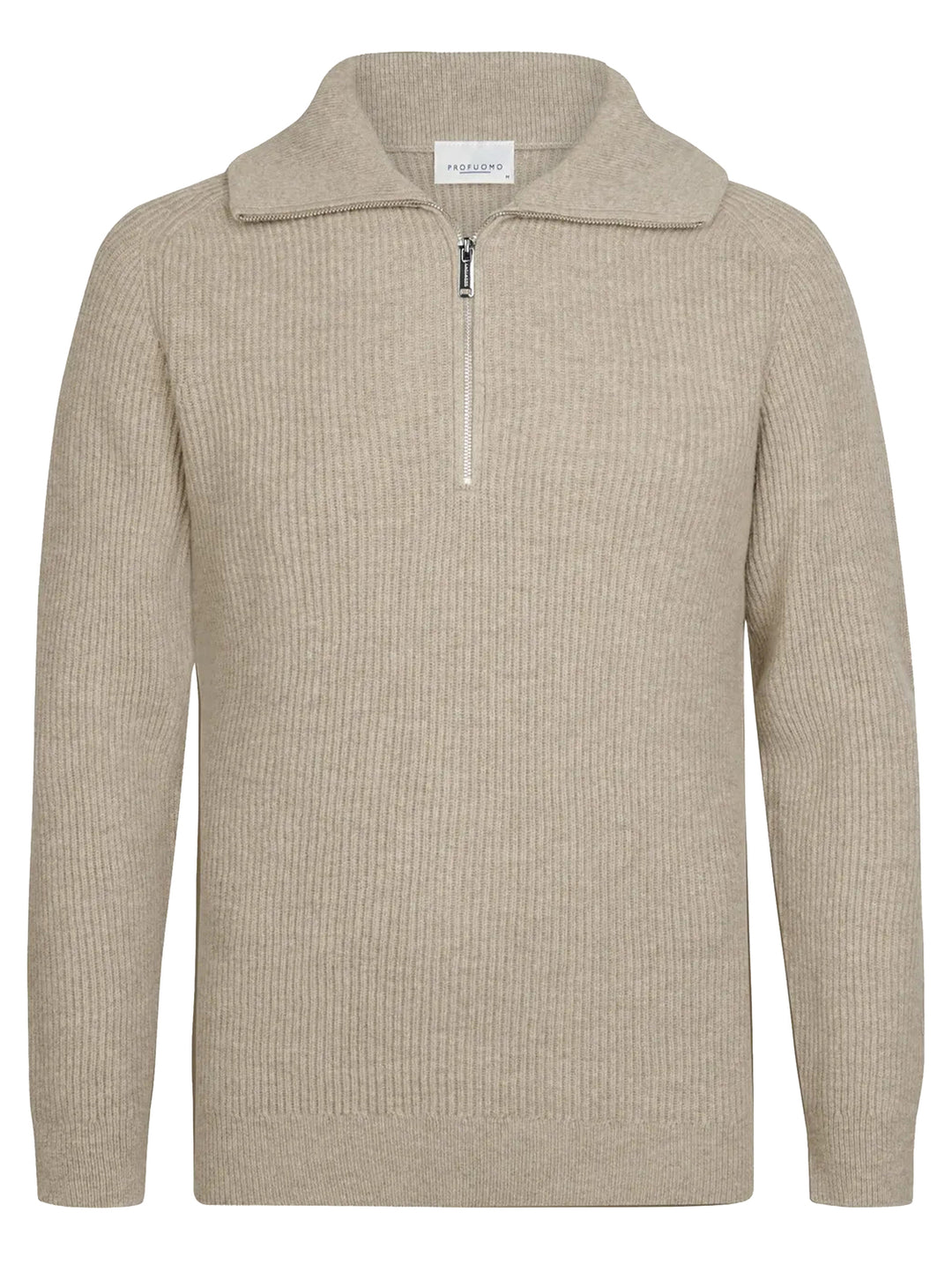 Profuomo Heavy Wollen Half Zip – Beige-100% wol-HEREN TRUIEN & VESTEN-Beige