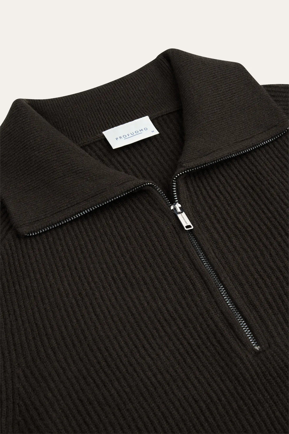Profuomo Heavy Wollen Half Zip – Bruin-100% wol-HEREN TRUIEN & VESTEN-Bruin