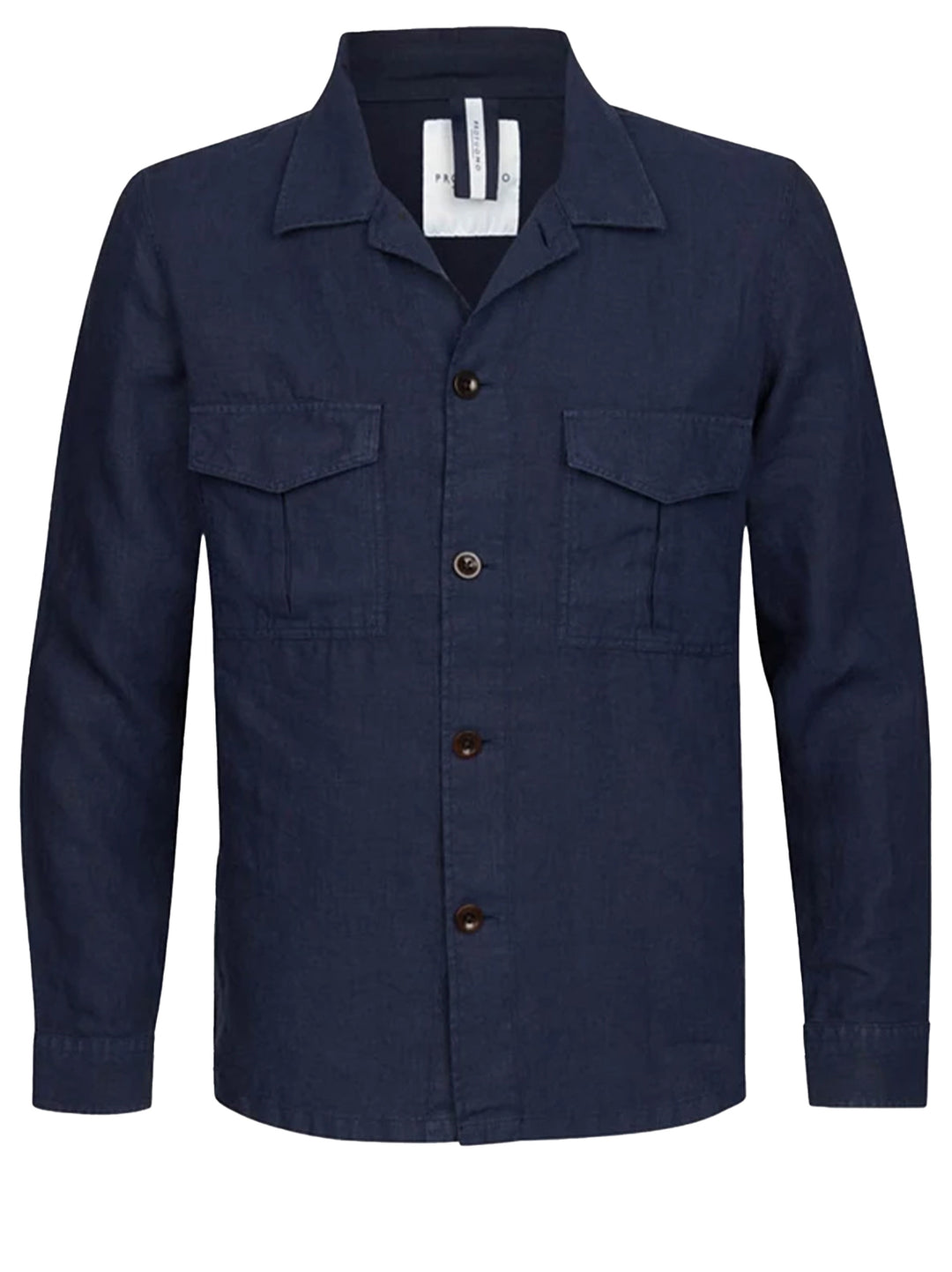 Profuomo jacket navy-55% linnen / 45% katoen-HEREN SHIRTS-Blauw