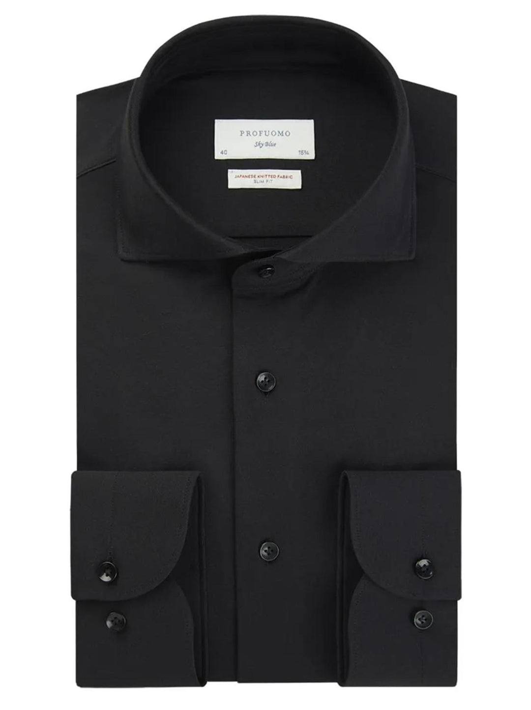 Profuomo japanese knit-50% katoen, 50% polyester-HEREN SHIRTS-Zwart