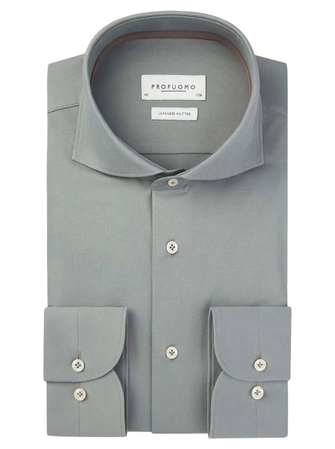 Profuomo japanese knit shirt-50% katoen, 50% polyester-HEREN SHIRTS-Groen