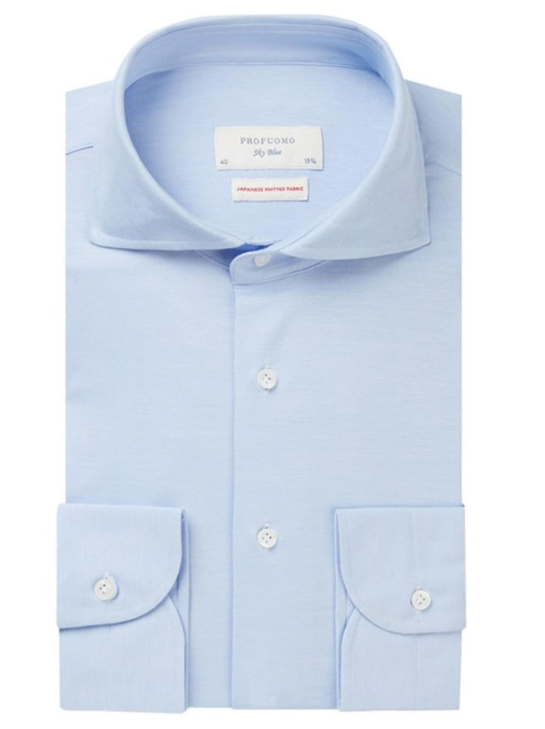 Profuomo japanese knitted-54% katoen, 46% polyester-HEREN SHIRTS-Blauw