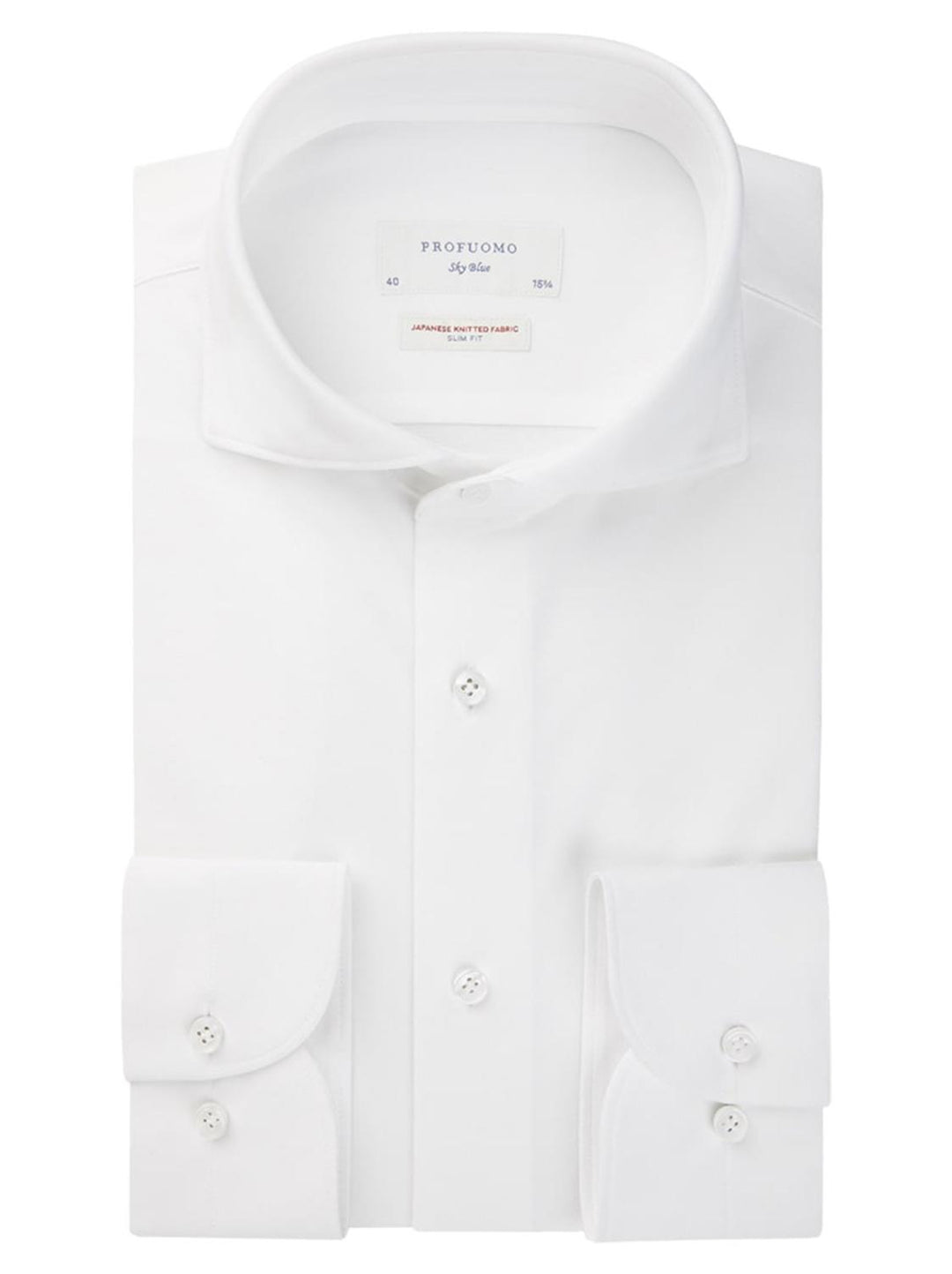 Profuomo japanese knitted-54% katoen, 46% polyester-HEREN SHIRTS-Wit