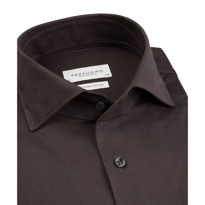 Profuomo Japanese Knitted One Piece Overhemd-64% katoen, 36% polyester-HEREN SHIRTS-Paars