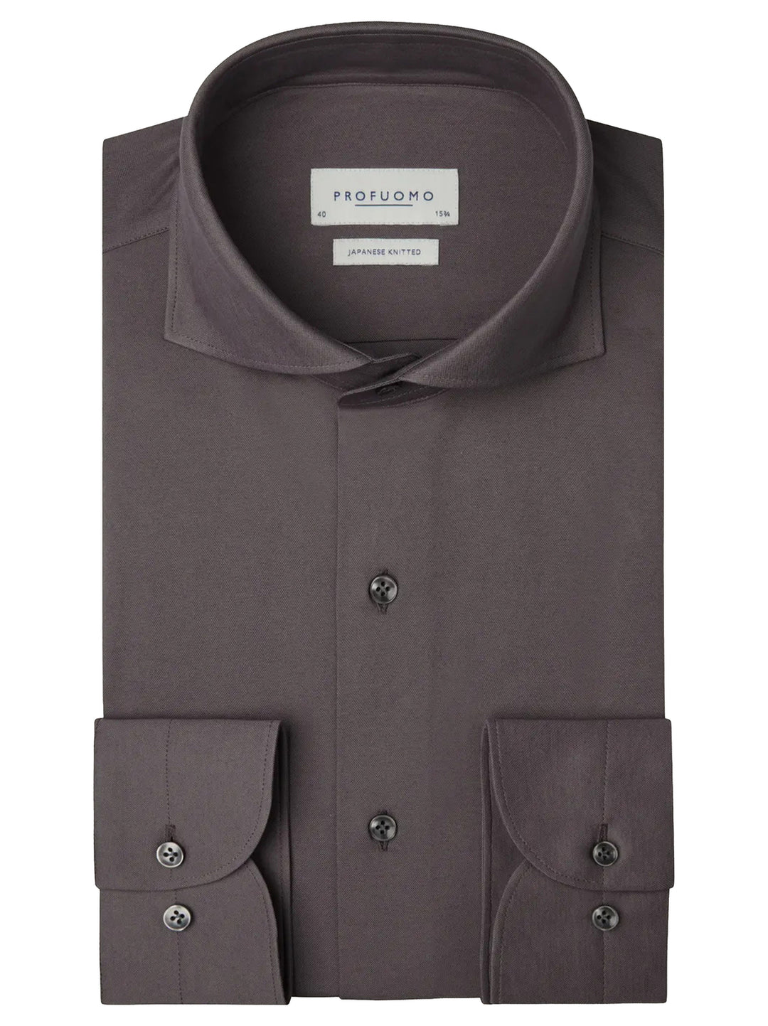 Profuomo Japanese Knitted Overhemd – Aubergine-50% katoen, 50% polyester-HEREN SHIRTS-Paars