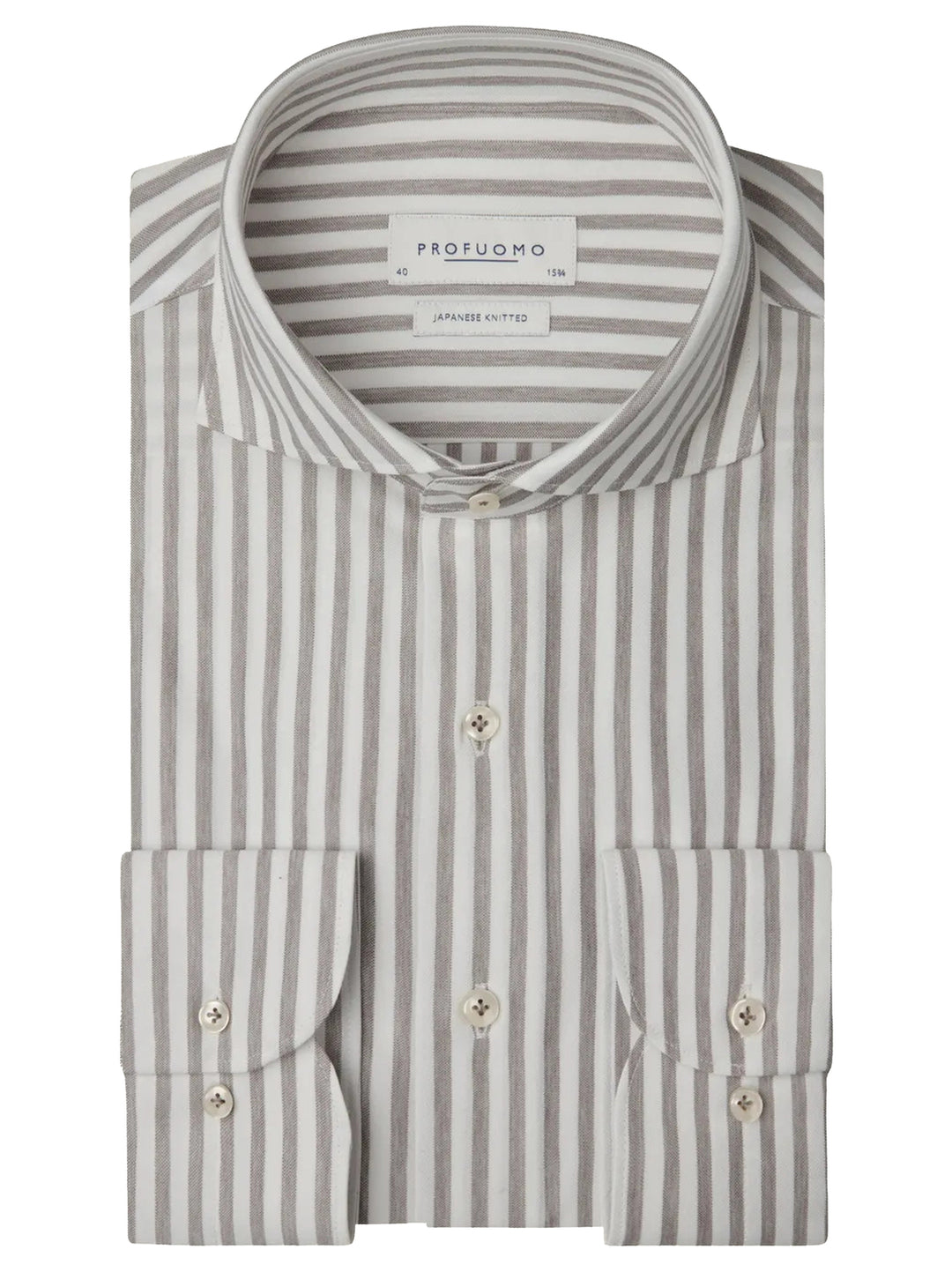 Profuomo Japanese Knitted Overhemd – Aubergine-53% katoen, 47% polyester-HEREN SHIRTS-Paars