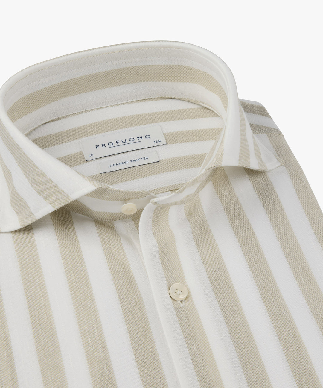 Profuomo Japanese knitted overhemd – Beige-39% polyester, 37% linnen, 24% katoen-HEREN SHIRTS-Beige