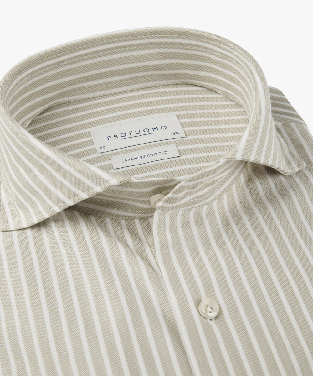 Profuomo Japanese knitted overhemd – Beige-57% polyester, 43% katoen-HEREN SHIRTS-Beige