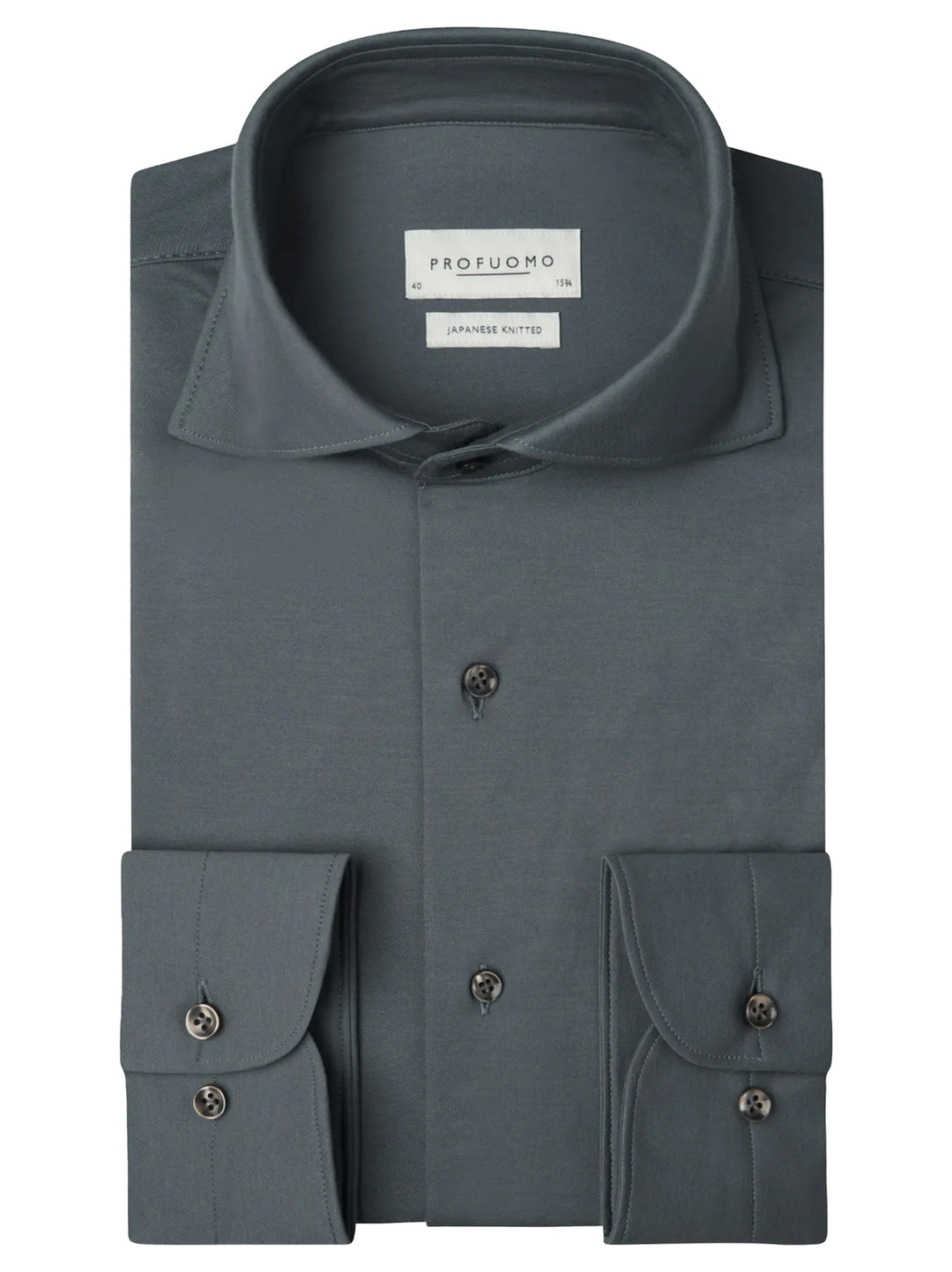 Profuomo Japanese Knitted Overhemd – Blauw-50% katoen, 50% polyester-HEREN SHIRTS-Blauw