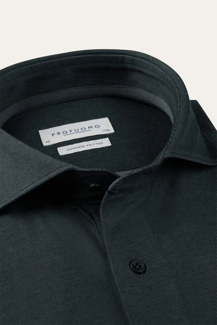 Profuomo Japanese Knitted Overhemd – Blauw-56% katoen, 44% polyester-HEREN SHIRTS-Blauw