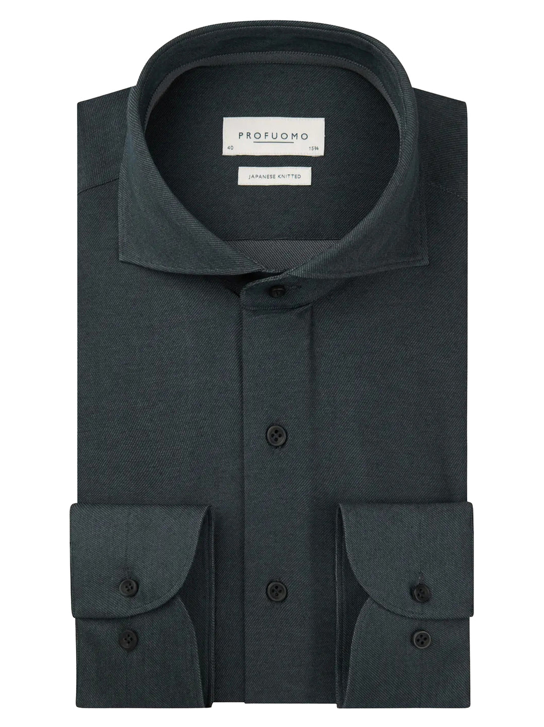 Profuomo Japanese Knitted Overhemd – Blauw-56% katoen, 44% polyester-HEREN SHIRTS-Blauw