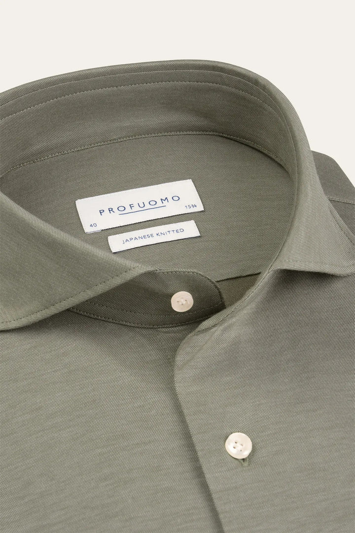 Profuomo Japanese Knitted Overhemd – Bruin-50% katoen, 50% polyester-HEREN SHIRTS-Bruin