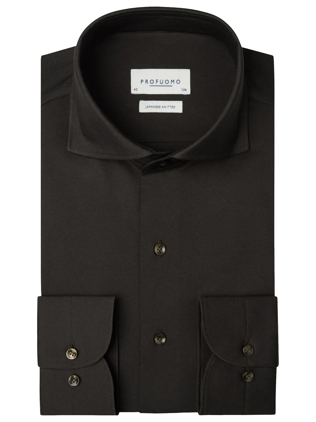 Profuomo Japanese Knitted Overhemd – Bruin-50% katoen, 50% polyester-HEREN SHIRTS-Bruin