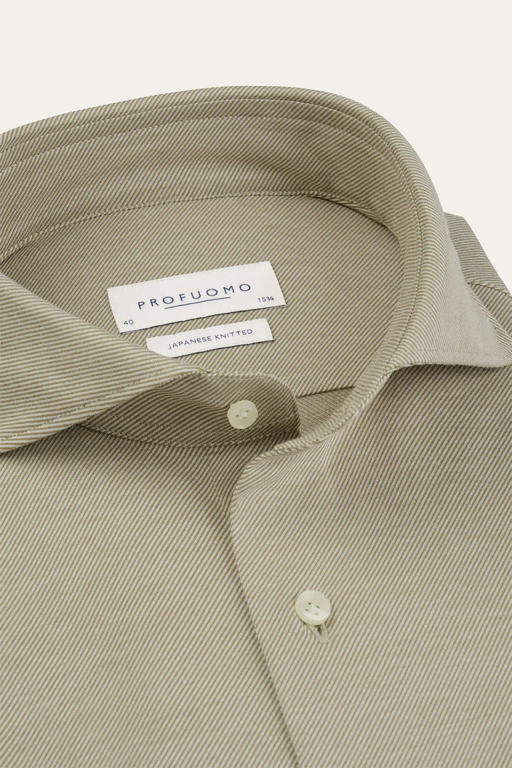 Profuomo Japanese Knitted Overhemd – Cognac-54% katoen, 46% polyester-HEREN SHIRTS-Bruin