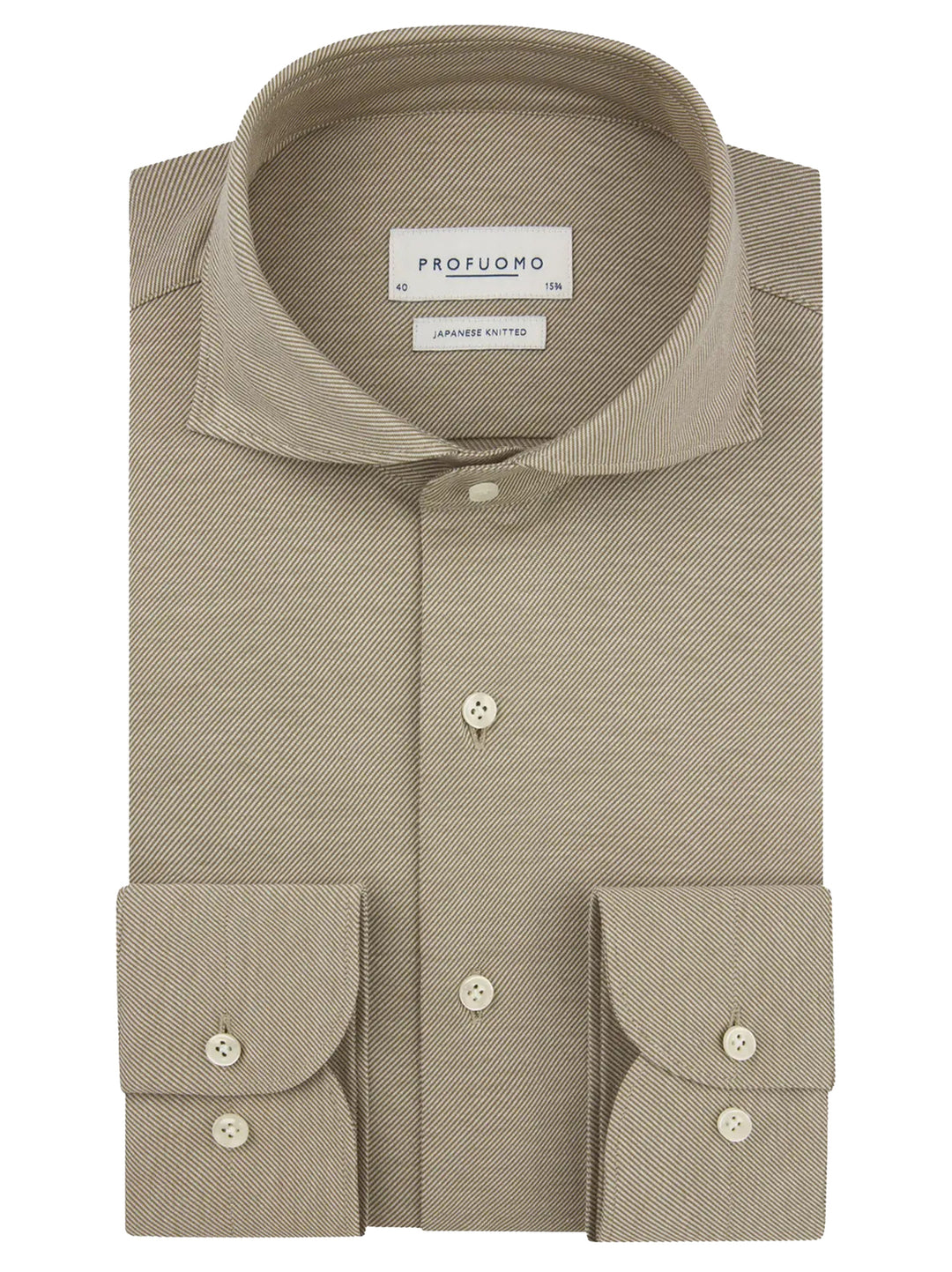 Profuomo Japanese Knitted Overhemd – Cognac-54% katoen, 46% polyester-HEREN SHIRTS-Bruin