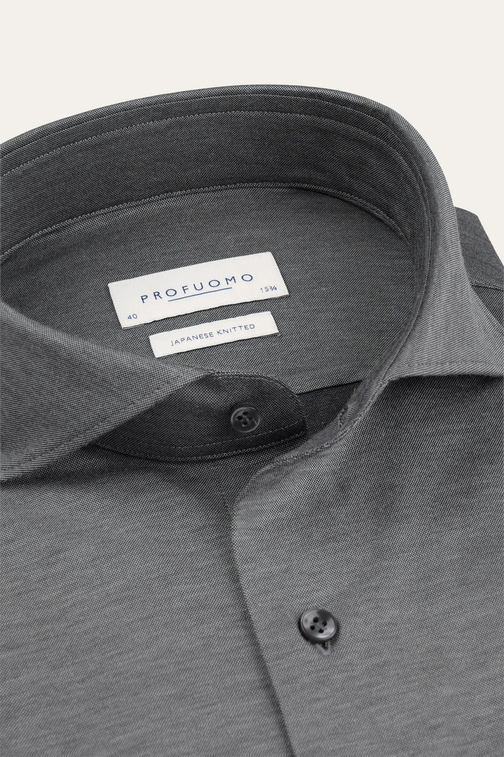 Profuomo Japanese Knitted Overhemd – Grijs-50% katoen, 50% polyester-HEREN SHIRTS-Grijs