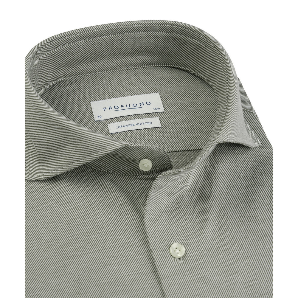 Profuomo Japanese Knitted Overhemd – Groen-54% katoen, 46% polyester-HEREN SHIRTS-Groen