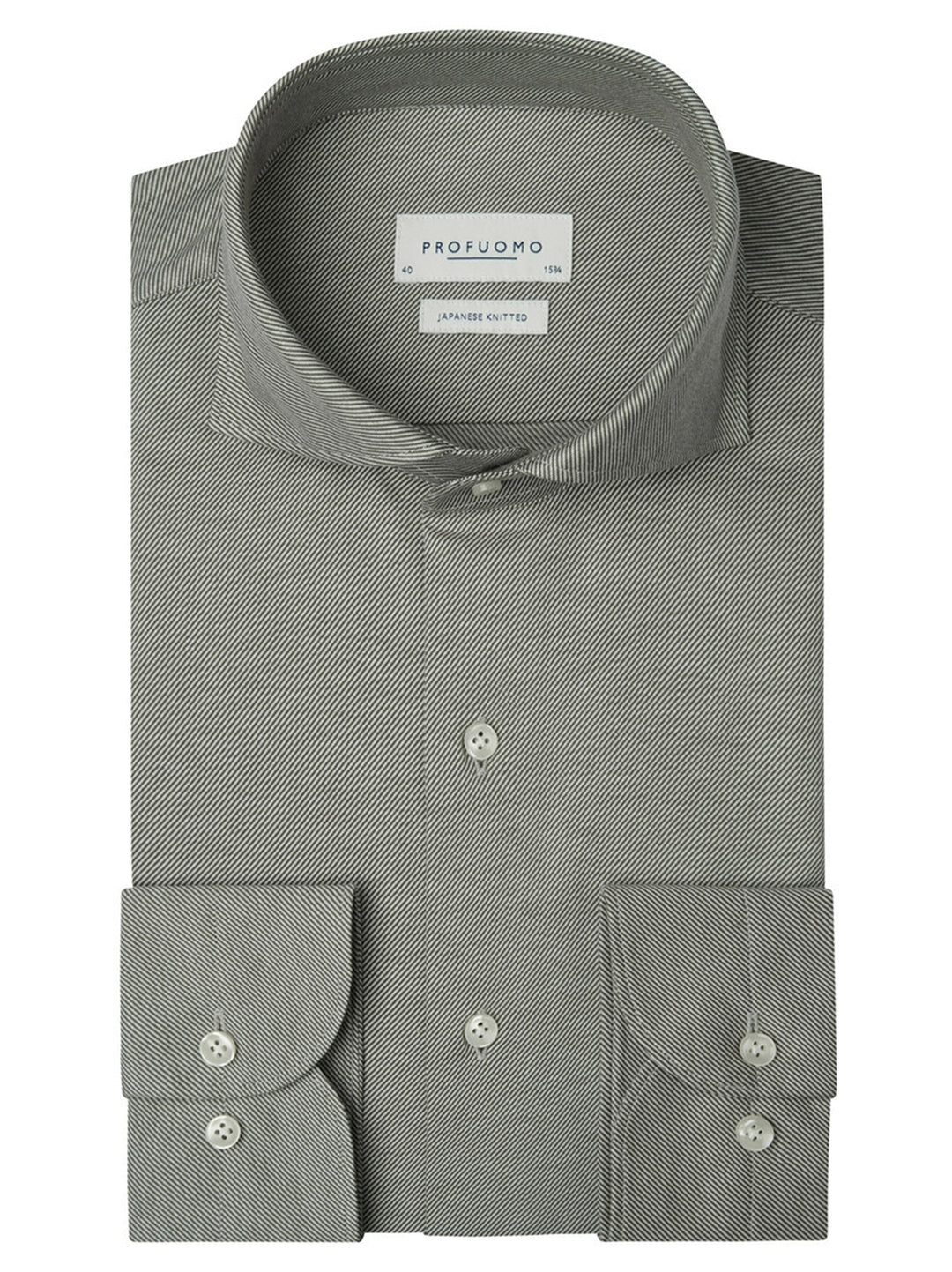 Profuomo Japanese Knitted Overhemd – Groen-54% katoen, 46% polyester-HEREN SHIRTS-Groen