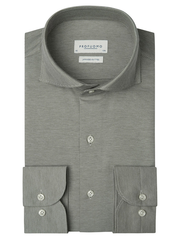 Profuomo Japanese Knitted Overhemd – Groen-54% katoen, 46% polyester-HEREN SHIRTS-Groen