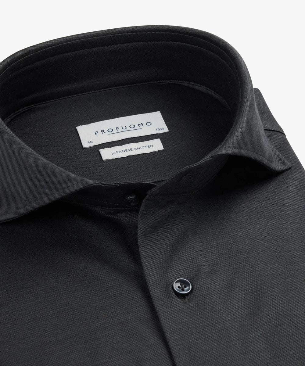 Profuomo Japanese Knitted Shirt – Antraciet-50% katoen, 50% polyester-HEREN SHIRTS-Antraciet