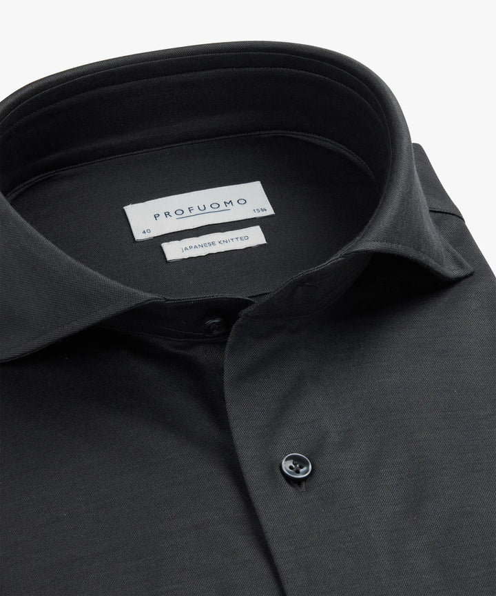 Profuomo Japanese Knitted Shirt – Antraciet-50% katoen, 50% polyester-HEREN SHIRTS-Antraciet
