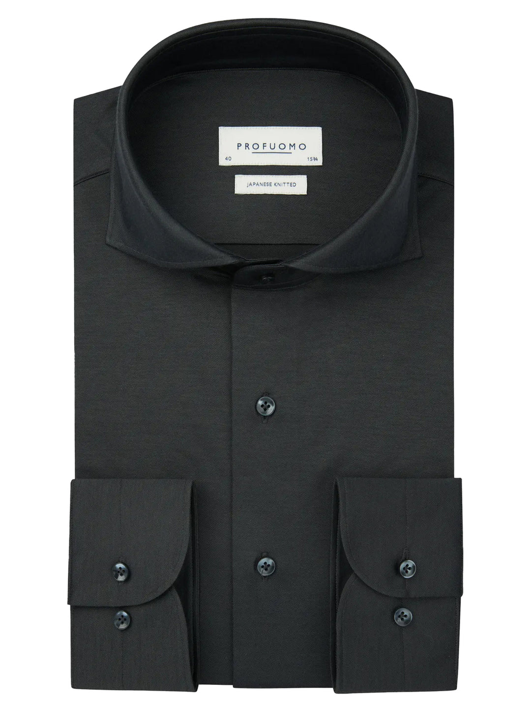 Profuomo Japanese Knitted Shirt – Antraciet-50% katoen, 50% polyester-HEREN SHIRTS-Antraciet