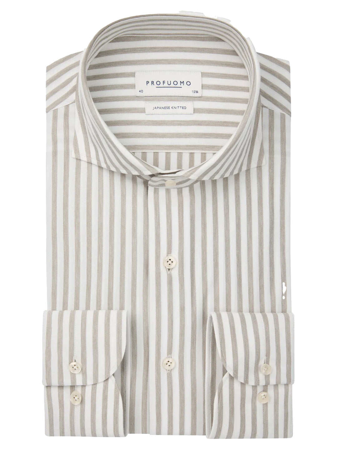 Profuomo Japanese Knitted Shirt – Bruin-47% katoen, 53% polyester-HEREN SHIRTS-Bruin