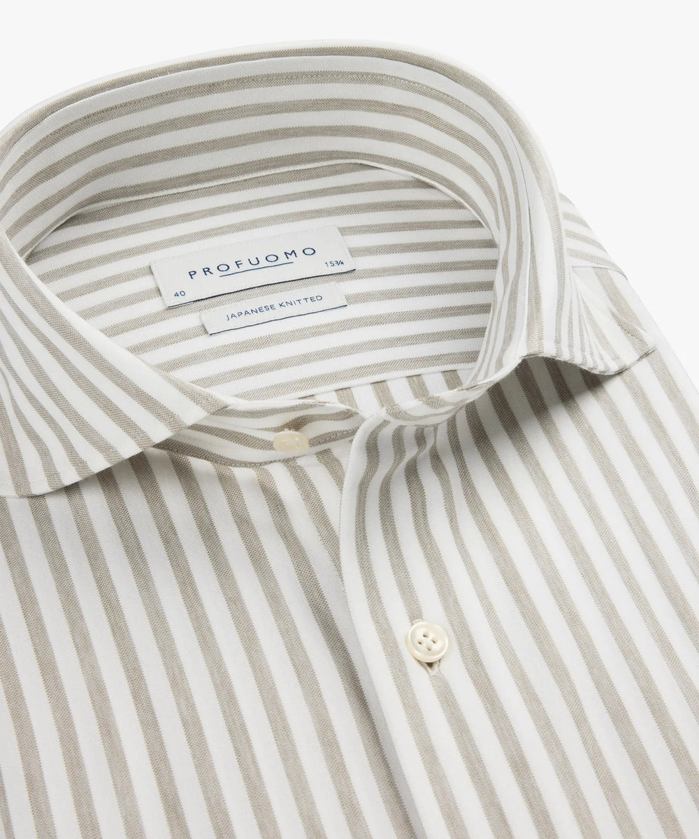 Profuomo Japanese Knitted Shirt – Bruin-47% katoen, 53% polyester-HEREN SHIRTS-Bruin